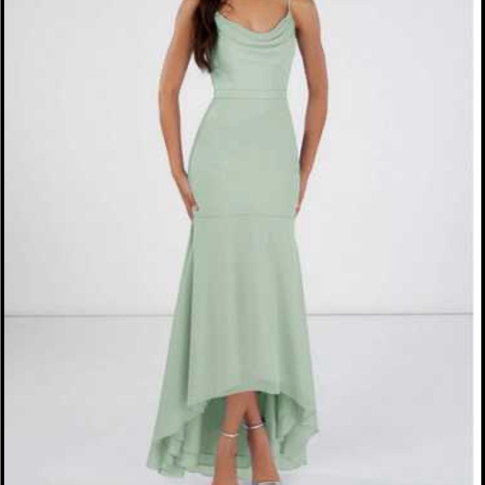 Azazie High Low Dress in Soft Green